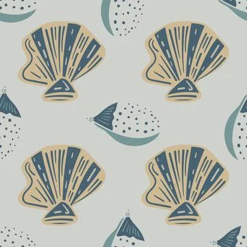 Bold and minimal ocean shell pattern for trendy designs. Coastal shell text.. Stock Illustration