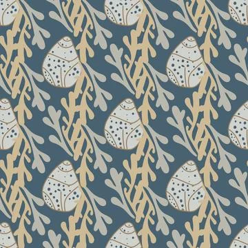 Bold and minimal ocean shell pattern for trendy designs. Coastal shell text.. Stock Illustration