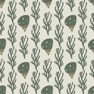 Bold and minimal ocean shell pattern for trendy designs. Coastal shell text.. Stock Illustration