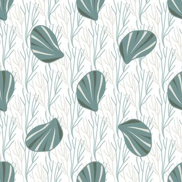 Bold and minimal ocean shell pattern for trendy designs. Coastal shell text.. Stock Illustration