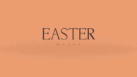 Bold and readable Happy Easter graphic design on light orange background Video stock 267019341