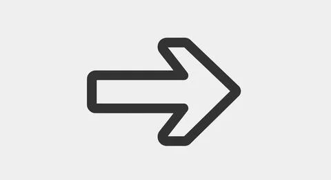 A bold and simple black arrow pointing to the right with a smooth and round.. Stock Illustration