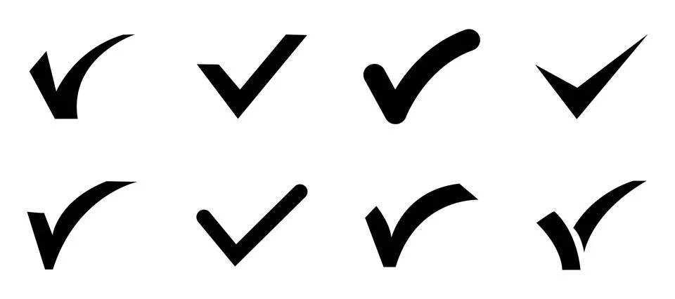 Bold and Thick Black Checkmark Illustration Elements Ilustración de archivo