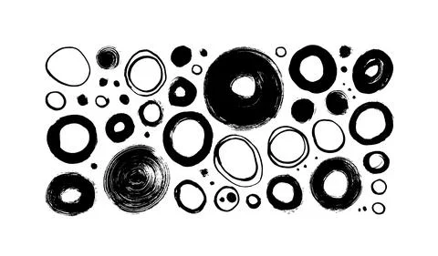 Bold and thin grunge circles vector collection. Stock Illustration