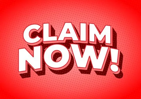 A bold and vibrant graphic featuring the text CLAIM NOW! in large, 3D lette.. 스톡 일러스트