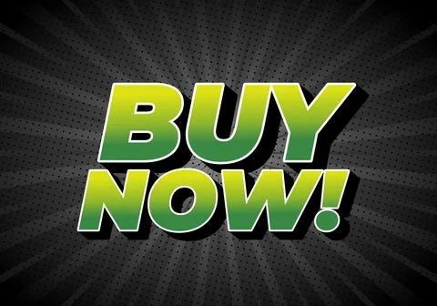 A bold and vibrant graphic featuring the text BUY NOW! in a gradient green .. 스톡 일러스트