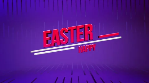 Bold and vibrant happy easter in modern font with purple background Stock Footage 258731686