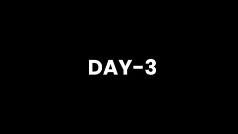 Bold animation White Text DAY-3 Centered on a Solid Black Background day th.. Video stock 321792732