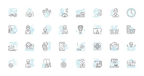 Bold approach linear icons set. Courage, Fearlessness, Daring, Risk-taking Stock Illustration