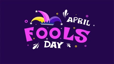 Bold April Fools Day lettering design with jester hat Stock Footage 317926548