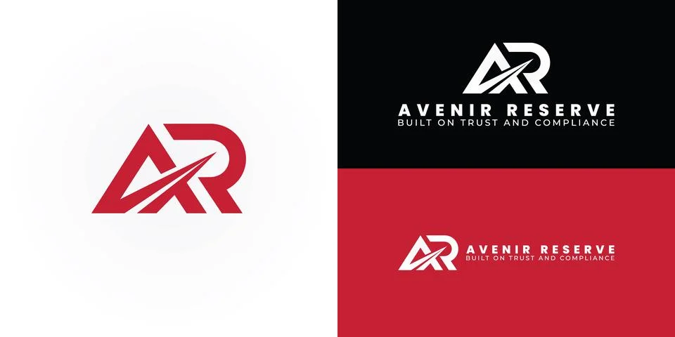 A bold AR monogram featuring sharp, geometric lines and a diagonal cut Illustrazione stock