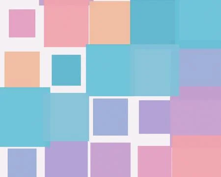 A bold arrangement of translucent geometric blocks in cyan, coral, peach, l.. Stock Illustration