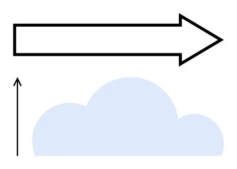 Bold Arrow and Subtle Cloud Representing Direction and Potential in Thought.. Illustrazione stock