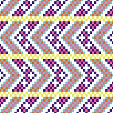 Bold arrow chevron seamless pattern pixel blocks shapes texture. Stock Illustration