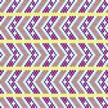 Bold arrow chevron seamless pattern pixel blocks shapes texture. Stock Illustration