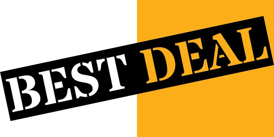 Bold best deal text on split white and orange background Stock Illustration