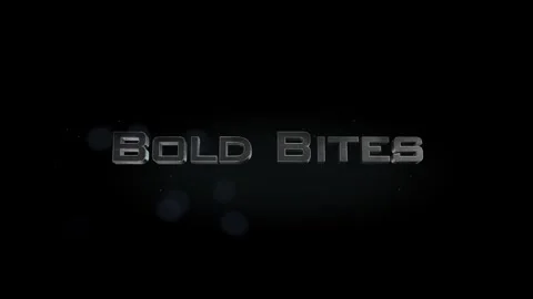 Bold Bites title metal text on black alpha channel background Stock Footage 295828804