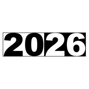 Bold Black and White 2026, Modern 2026 Year Simple Outline Stock Illustration