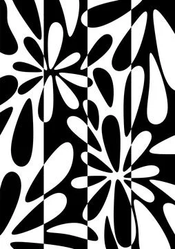 Bold black and white abstract pattern featuring organic shapes radiating fr.. Stock Illustration