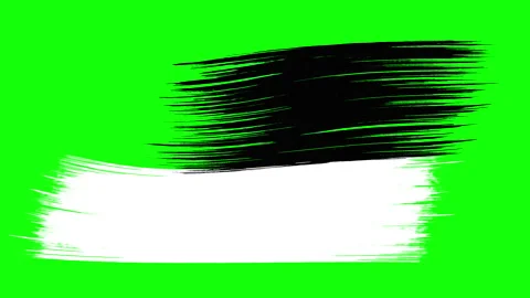 A bold black and white brush stroke pattern with rough edges on a bright green Stock Footage 282845560