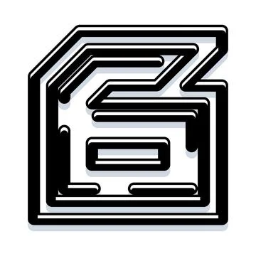 Bold black and white number six icon Stock Illustration