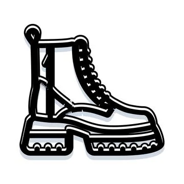 Bold black and white vector combat boot illustration 스톡 일러스트