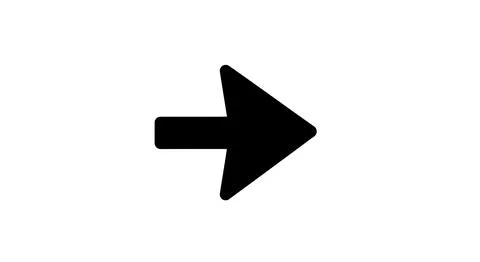 A bold black arrow pointing to the right with a triangular tip and rectangu.. Illustrazione stock