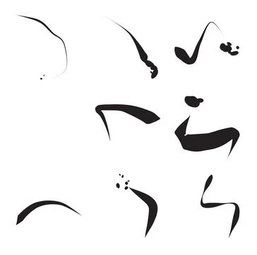 Bold black calligraphic paint strokes with dynamic splashes for modern graphi Stock Illustration