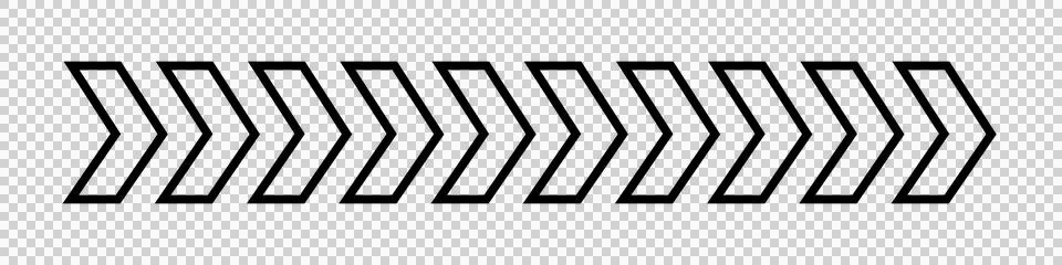 Bold black chevron arrows pointing right isolated on transparent background Stock Illustration