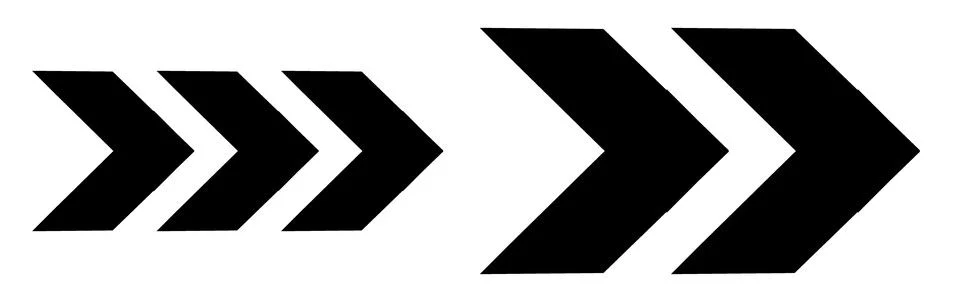 Bold black chevron arrows set, Forward directional graphic elements, Heavy po イラスト素材