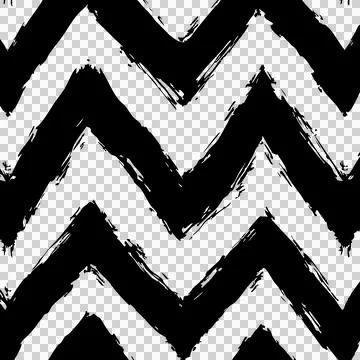 Bold black chevron pattern with a rough, painted brush stroke effect black a Illustrazione stock