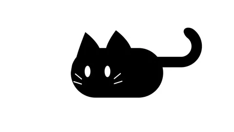 Bold Black Chubby Cat Cartoon Flat Graphic Icon Illustration Stock Footage 336837200