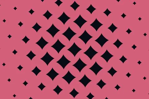 Bold black diamond shapes interlock across a vivid pink ground, producing a.. Illustrazione stock