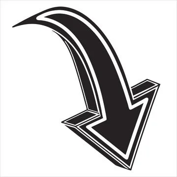 Bold black down arrow flat design vector illustration Stock Illustration