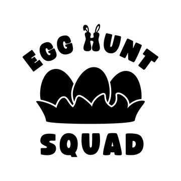 Bold Black Easter Sticker with Cracked Eggs and Bunny Ear Lettering Stock Illustration