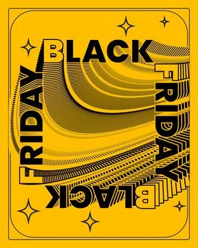 Bold Black Friday Poster Yellow Black Theme Design Stock Illustration