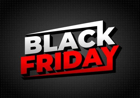 Bold Black Friday Typography with Red White and Dramatic 3D Effects Illustrazione stock