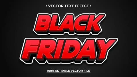 Bold Black Friday Vector Text Effect with Red Letters and White Outline on .. Illustrazione stock
