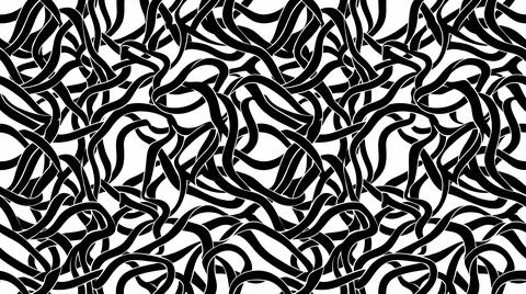 Bold black interlocking ribbon pattern forming dynamic abstract weave on wh.. Stock Illustration