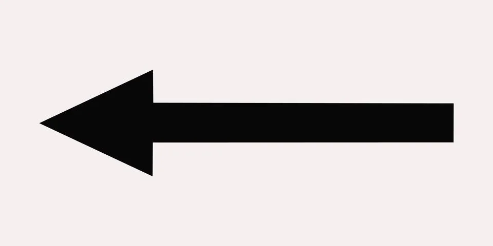 A bold black left-pointing arrow icon on a white background Stock Illustration