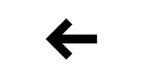 A bold black leftward pointing arrow with a thick shaft and pointed tip Stock Illustration