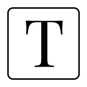 Bold Black Letter T Centered in White Square with Black Border Stock Illustration