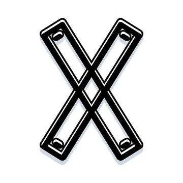 Bold black letter x typography outline Stock Illustration