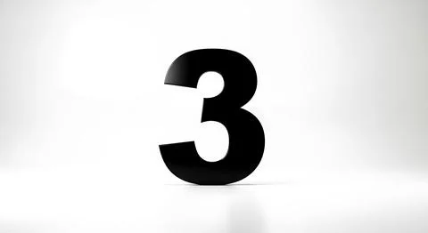 Bold black number three casting shadow on clean white background, symbolizi.. Stock Illustration