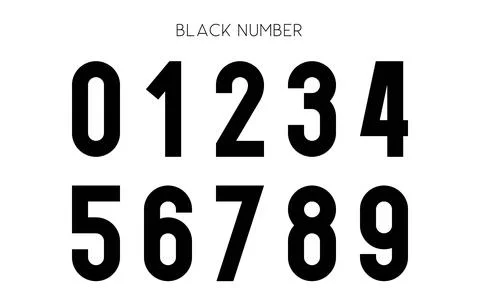Bold Black Number Typeface in Minimal Modern Style Illustrazione stock