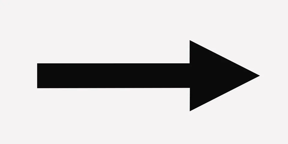 A bold black right-pointing arrow icon on a white background Stock Illustration