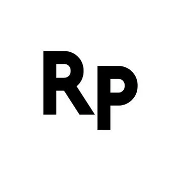 Bold black rp monogram logo with transparent background Stock Illustration