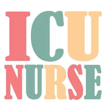 Bold black sans-serif text reading ICU NURSE against a plain white background Stock Illustration