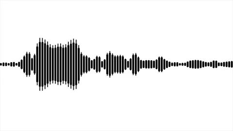 Bold black sound wave 4k loop on white background. Amplitude of music bars Stock Footage 285151789