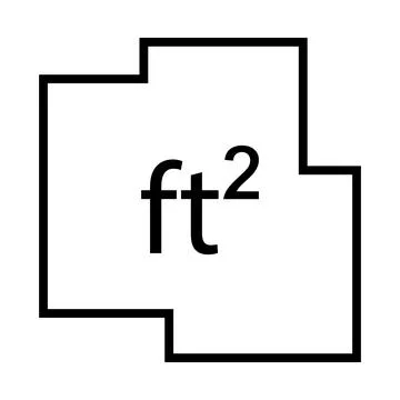 Bold Black Square ft2 Feet Squared, Modern Area Symbol Stock Illustration